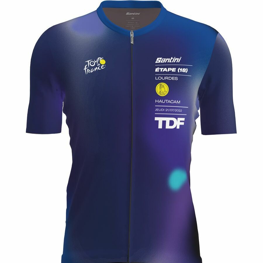 Best * Santini Tour De France Official Lourdes Cycling Jersey Men'S